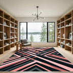 Modern Pink and Charcoal Linear Geometric Rug