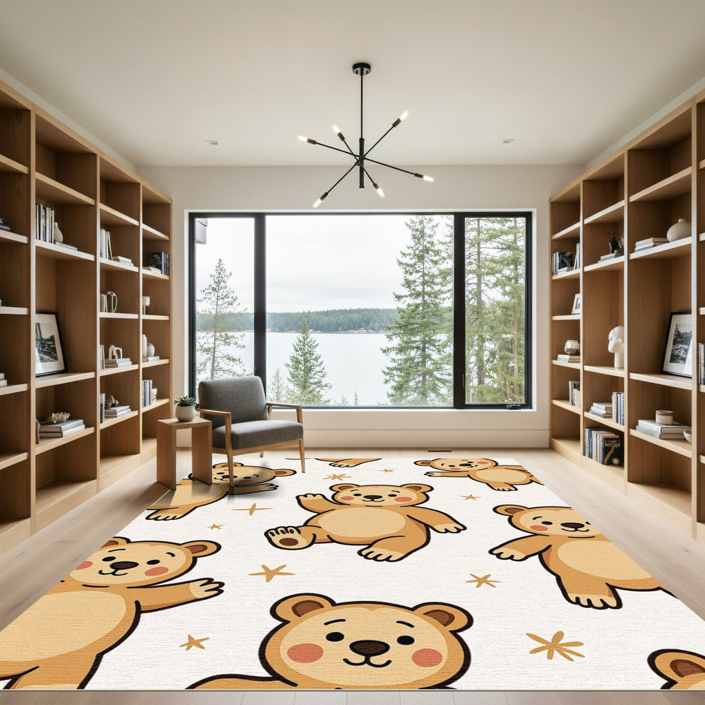 Cute Honey Bear Star Arrangement Rug