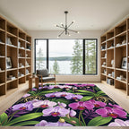 Vibrant Purple Orchid Tropical Floral Rug