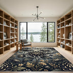 Dark Floral Chrysanthemum Garden Rug