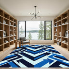 Angular Blue Arrow Chevron Rug