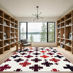 Crimson Black Cross Stitch Pattern Rug