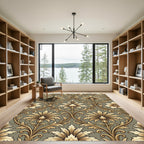Golden Acanthus Leaf Scroll Rug