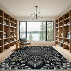 Detailed Silver Floral Mandala Statement Piece Rug