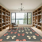 Cute Polka Dot Ribbon Bow Wallpaper Rug