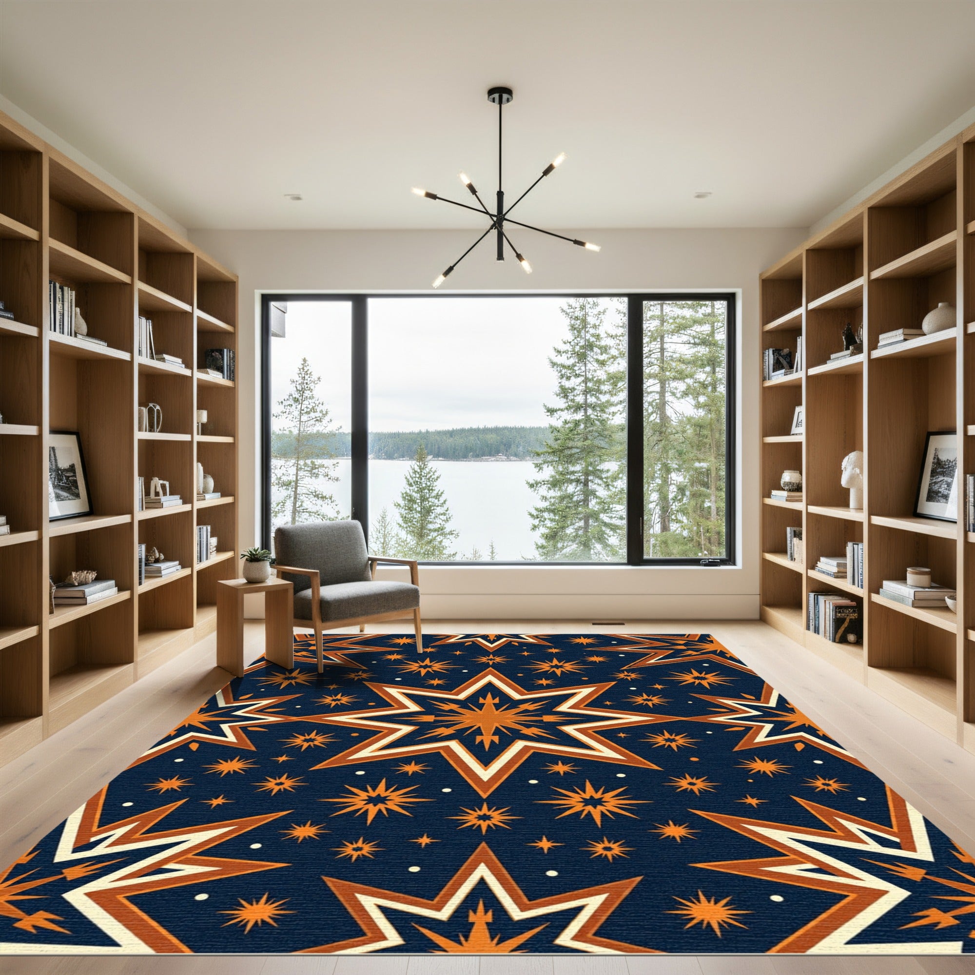 Midnight Celestial Gold Starry Night Rug
