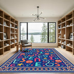 Colorful Cheerful Alphabet Faces Border Rug