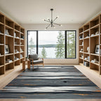 Textured Gray Wood Grain Stripes Rug