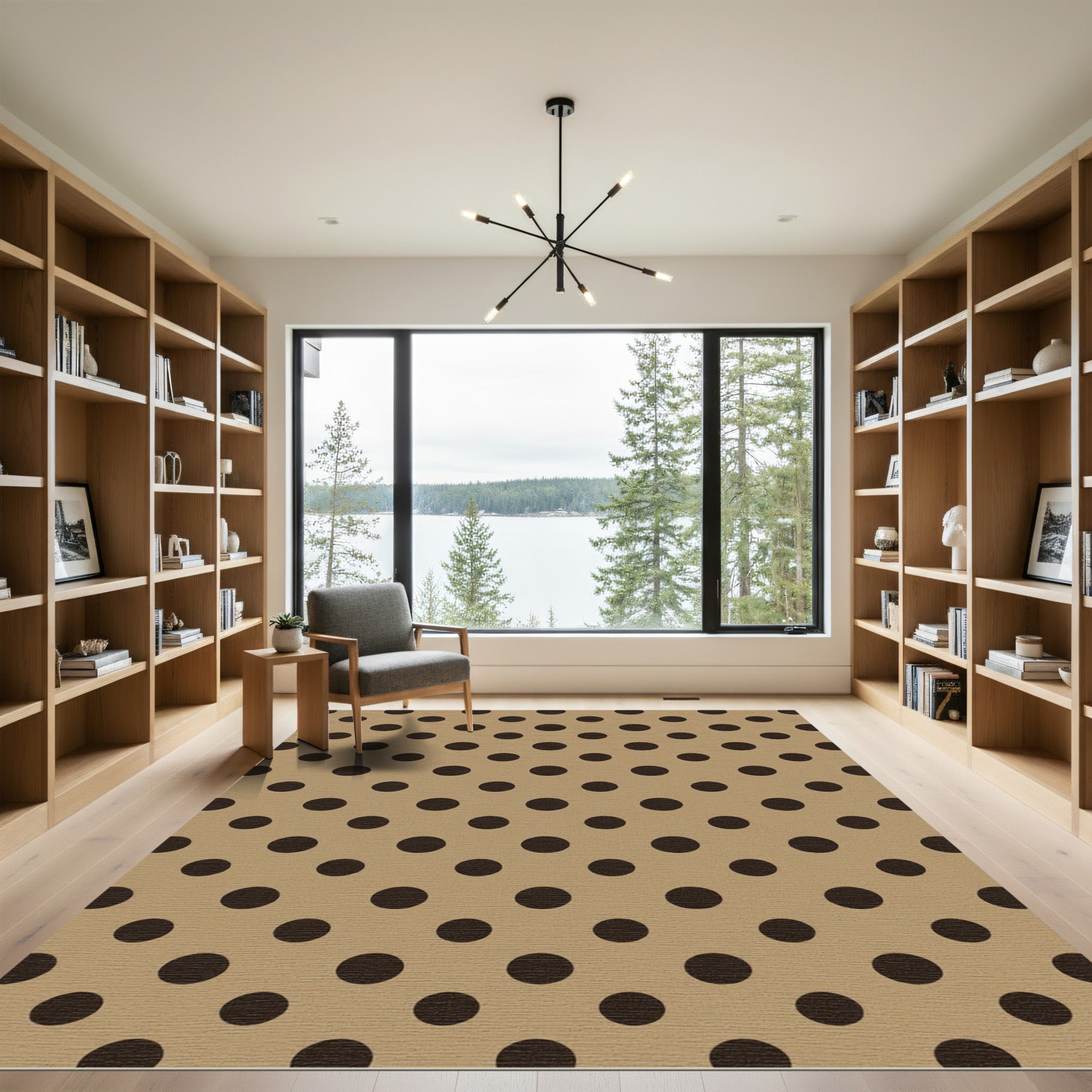 Classic Tan and Chocolate Polka Dot Rug