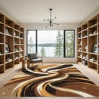 Earthy Swirl Abstract Brush Stroke Rug