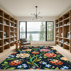 Whimsical Ladybug Floral Garden Rug