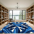 Geometric Cobalt Surfboard Abstract Composition Rug