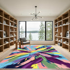 Vibrant Rainbow Brushstroke Explosion Rug