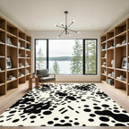 Black White Organic Splatter Circles Rug
