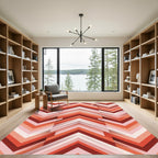 Modern Terracotta Geometric Chevron Streak Rug