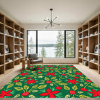 Vibrant Red Poinsettia Star Cluster Rug