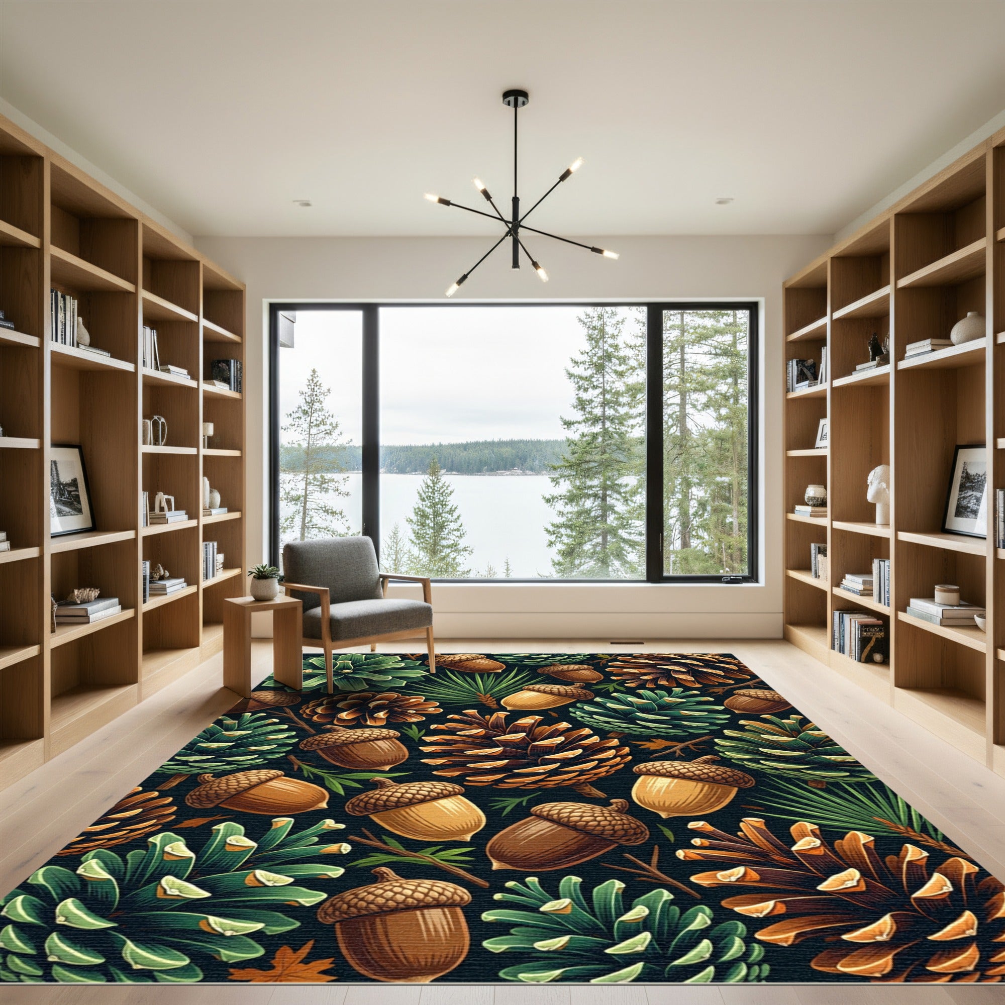 Forest Acorn and Pinecone Botanical Rug