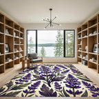 Vintage Royal Purple Lavender Botanical Rug