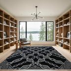Ornate Silver Chain Diamond Motif Rug