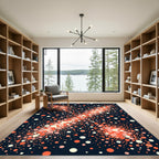 Coral Speckled Starburst Dark Rug