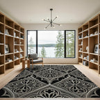 Gothic Silver Quatrefoil Lattice Ornament Rug