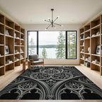 Gothic Monochrome Floral Archway Relief Rug