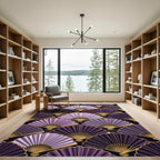 Elegant Purple Fan Art Deco Medallion Rug