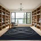Silver Orbital Abstract Geometric Rug