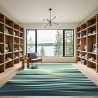 Minimalist Serene Teal Coastal Seascape Rug