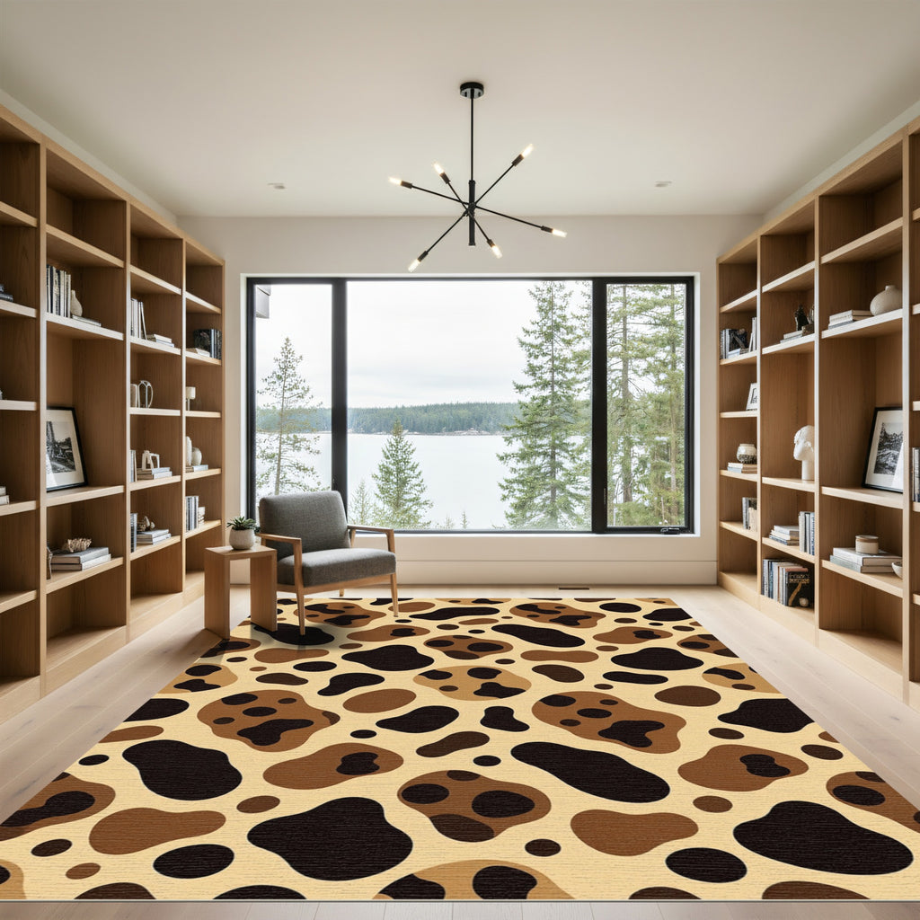 Brown Black Spotted Organic Shapes Rug