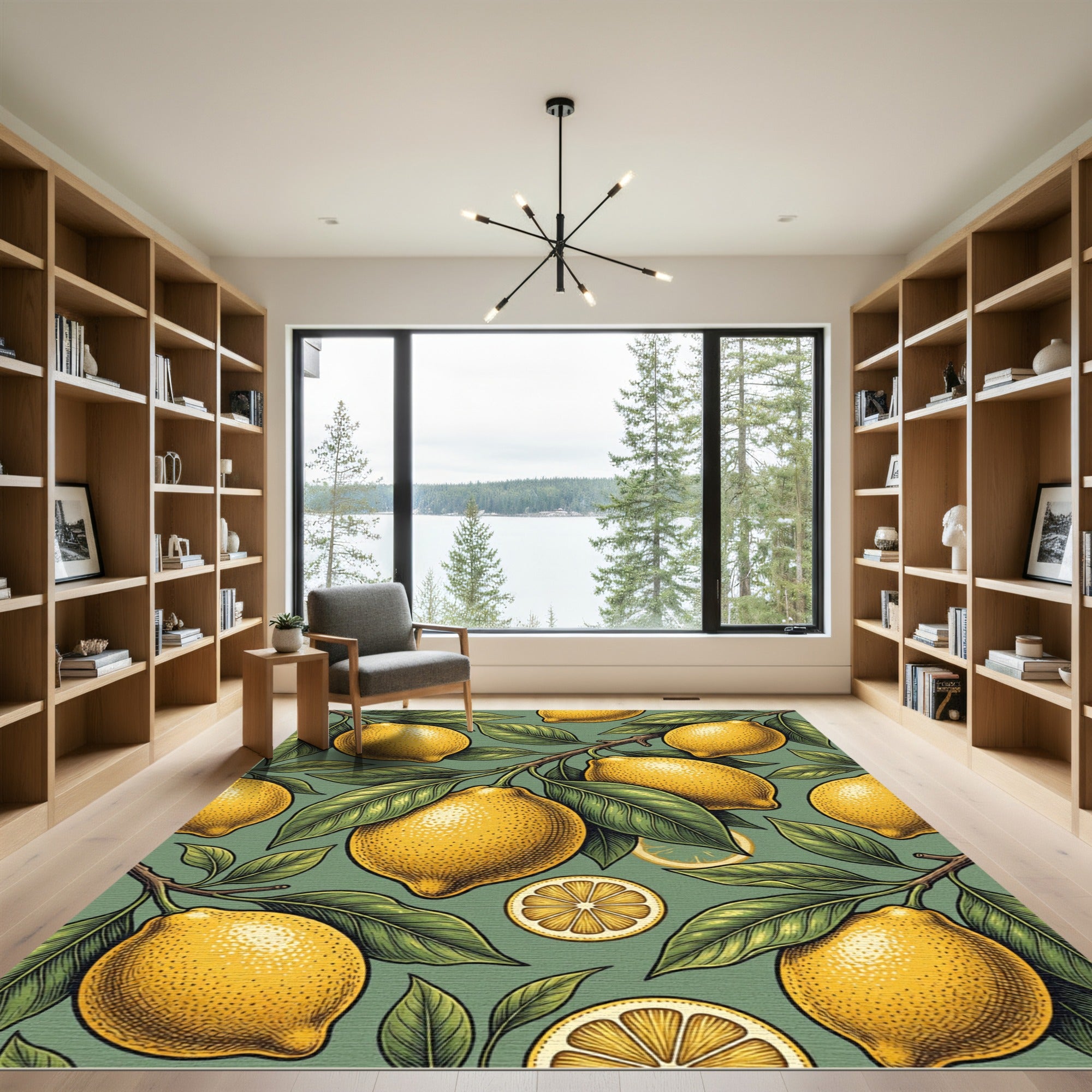 Classic Yellow Lemon Fruit Botanical Rug