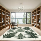 Dark Green Fern Frond Collage Rug