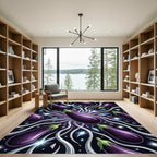 Cosmic Eggplant Stellar Swirl Celestial Art Rug