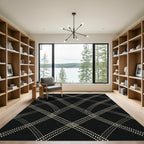 Classic Black Diamond Grid Dots Rug