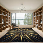 Radiant Gold and Black Celestial Star Rug