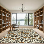 Golden Ochre Floral Garden Rug