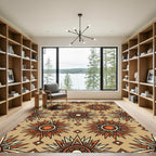 Geometric Sunburst Terracotta Ochre Rug