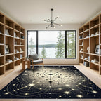 Whimsical Cosmic Starburst Celestial Mandala Rug