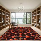 Atomic Orbit Red Network Rug
