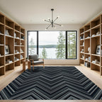 Sophisticated Charcoal Zigzag Chevron Texture Rug