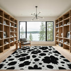 Black White Spotted Fauvism Floral Rug