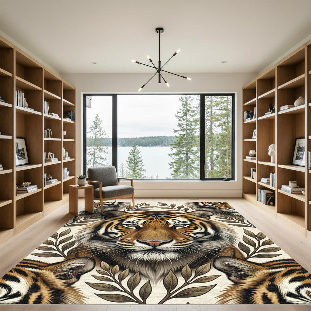 Bold Tiger Face Woodland Sprig Rug