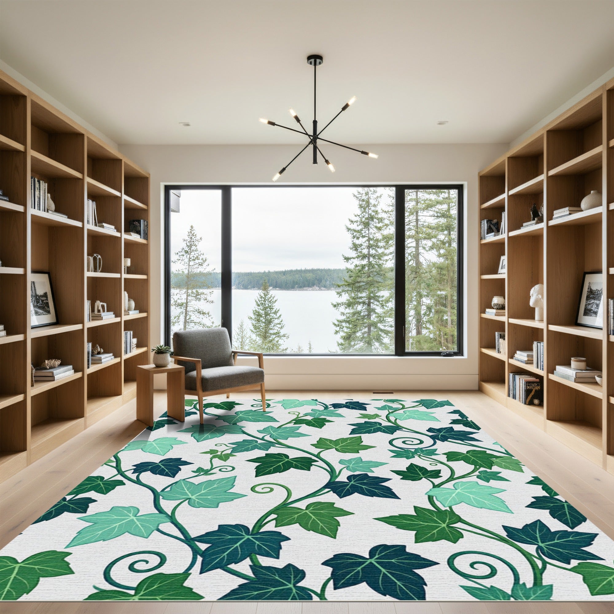 Lush Emerald Ivy Leaf Botanical Rug