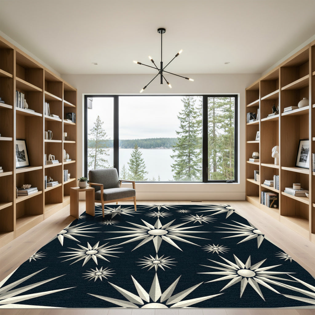 Radiant Starburst Navy Repeating Elements Rug