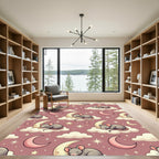 Whimsical Sleeping Mouse Celestial Crescent Cloud Rug
