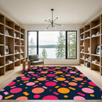 Vibrant Geometric Circles and Rectangles Rug