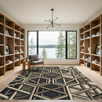 Sophisticated Neutral Geometric Hexagon Grid Rug