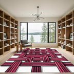 Crimson Woven Texture Crossing Lines Rug
