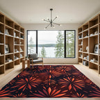 Crimson Orange Fireworks Burst Rug