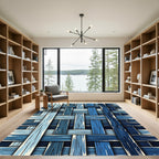 Woven Blue Wood Texture Rug